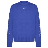 Off-White - Maglione Ricamato con Frecce Blu - Exclusive Luxury Collection