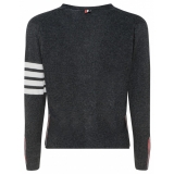 Thom Browne - Cardigan Grigio Scuro a 4 Barre - Thom Browne Exclusive Luxury Collection