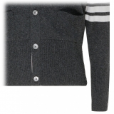 Thom Browne - Cardigan Grigio Scuro a 4 Barre - Thom Browne Exclusive Luxury Collection