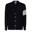 Thom Browne - Cardigan Blu Navy con Scollo a V - Thom Browne Exclusive Luxury Collection