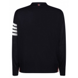 Thom Browne - Cardigan Blu Navy con Scollo a V - Thom Browne Exclusive Luxury Collection