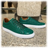 Jovanny Capri - Sneakers Shoes - Green - Crocodile Patina Effect - Handmade in Italy - Leather Shoes - Luxury High Quality