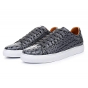 Jovanny Capri - Sneakers Shoes - Grey - Crocodile Patina Effect - Handmade in Italy - Leather Shoes - Luxury High Quality