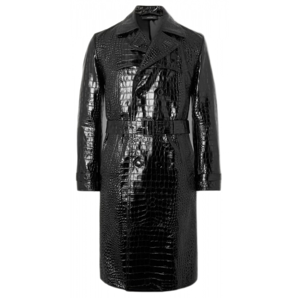 Jovanny Capri - Magnificent Trench Coat with Crocodile Motif - Leather Jacket - Luxury High Quality