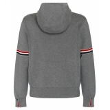 Thom Browne - Felpa con Cappuccio e Zip a Righe Grigie - Thom Browne Exclusive Luxury Collection