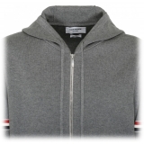 Thom Browne - Felpa con Cappuccio e Zip a Righe Grigie - Thom Browne Exclusive Luxury Collection