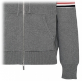 Thom Browne - Felpa con Cappuccio e Zip a Righe Grigie - Thom Browne Exclusive Luxury Collection