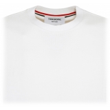 Thom Browne - T-Shirt in Maglia a Righe Tricolore in Cotone Bianco - Thom Browne Exclusive Luxury Collection