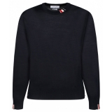 Thom Browne - Maglione Girocollo in Maglia di Lana Vergine Blu Navy - Thom Browne Exclusive Luxury Collection