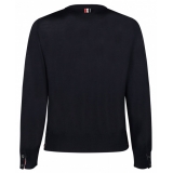 Thom Browne - Maglione Girocollo in Maglia di Lana Vergine Blu Navy - Thom Browne Exclusive Luxury Collection