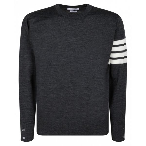 Thom Browne - Maglione Grigio Scuro a 4 Barre - Thom Browne Exclusive Luxury Collection