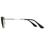 Alexander McQueen - Women's Metal T-Bar Cat-Eye Sunglasses - Silver Green - Alexander McQueen Eyewear