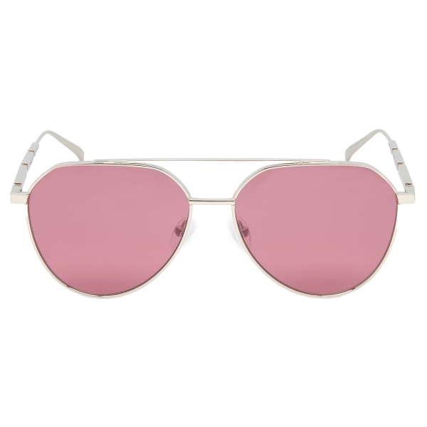 Alexander McQueen - Occhiali da Sole Aviatore con Placche in Metallo - Bordeaux - Alexander McQueen Eyewear