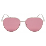 Alexander McQueen - Metal Plaque Pilot Sunglasses - Burgundy - Alexander McQueen Eyewear