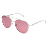 Alexander McQueen - Metal Plaque Pilot Sunglasses - Burgundy - Alexander McQueen Eyewear