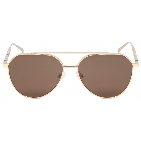 Alexander McQueen - Metal Plaque Pilot Sunglasses - Gold - Alexander McQueen Eyewear