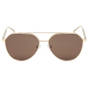 Alexander McQueen - Metal Plaque Pilot Sunglasses - Gold - Alexander McQueen Eyewear