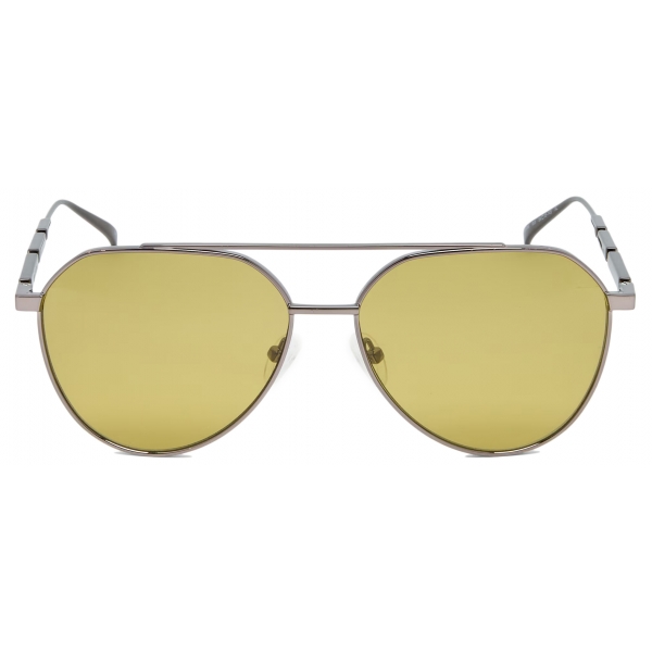 Alexander McQueen - Metal Plaque Pilot Sunglasses - Ruthenium Green - Alexander McQueen Eyewear