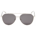 Alexander McQueen - Metal Plaque Pilot Sunglasses - Silver Smoke - Alexander McQueen Eyewear