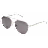 Alexander McQueen - Metal Plaque Pilot Sunglasses - Silver Smoke - Alexander McQueen Eyewear