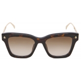 Alexander McQueen - Women's Spike Studs Soft Square Sunglasses - Havana Brown - Alexander McQueen Eyewear