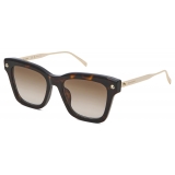 Alexander McQueen - Women's Spike Studs Soft Square Sunglasses - Havana Brown - Alexander McQueen Eyewear