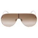 Alexander McQueen - Women's Metal Studs Mask Sunglasses - Gold Brown - Alexander McQueen Eyewear