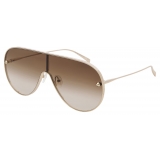 Alexander McQueen - Women's Metal Studs Mask Sunglasses - Gold Brown - Alexander McQueen Eyewear