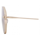 Alexander McQueen - Women's Metal Studs Mask Sunglasses - Gold Brown - Alexander McQueen Eyewear