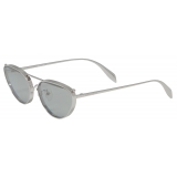 Alexander McQueen - Women's Front Piercing Cat-Eye Sunglasses - Silver - Alexander McQueen Eyewear