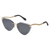 Bulgari - Serpenti - Cat Eye Metal Sunglasses - Gold Gray - Serpenti Collection - Sunglasses - Bulgari Eyewear