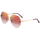 Cartier - Pilot - Gold Burgundy Lenses with Golden Flash - Panthère de Cartier Collection - Sunglasses - Cartier Eyewear