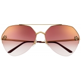 Cartier - Pilot - Gold Burgundy Lenses with Golden Flash - Panthère de Cartier Collection - Sunglasses - Cartier Eyewear