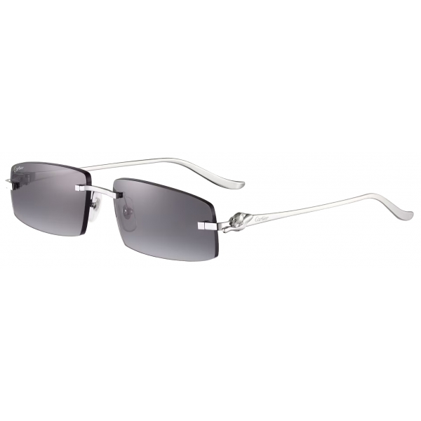 Cartier - Rectangular - Platinum Gray Gradient Lenses - Panthère de Cartier Collection - Sunglasses - Cartier Eyewear