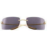 Cartier - Rettangolare - Oro Lenti Grigio - Panthère de Cartier Collection - Occhiali da Sole - Cartier Eyewear