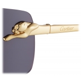 Cartier - Rettangolare - Oro Lenti Grigio - Panthère de Cartier Collection - Occhiali da Sole - Cartier Eyewear