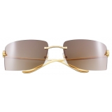 Cartier - Rectangular - Gold Brown Gradient Lenses with Silver Mirror Effect - Panthère de Cartier Collection - Sunglasses