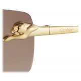 Cartier - Rettangolare - Oro Lenti Marroni Sfumate Effetto Specchio Argentato - Panthère de Cartier Collection