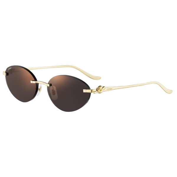 Cartier - Cat Eye - Gold Gray Lenses with Golden Mirror Effect - Panthère de Cartier Collection - Sunglasses - Cartier