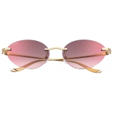 Cartier - Cat Eye - Gold Burgundy Lenses with Golden Mirror Effect - Panthère de Cartier Collection - Sunglasses - Cartier