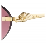 Cartier - Cat Eye - Gold Burgundy Lenses with Golden Mirror Effect - Panthère de Cartier Collection - Sunglasses - Cartier