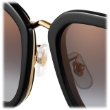 Cartier - Square - Black Gray Gradient Lenses with Golden Mirror Effect - Panthère de Cartier Collection - Sunglasses