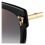 Cartier - Square - Black Gray Gradient Lenses with Golden Mirror Effect - Panthère de Cartier Collection - Sunglasses