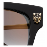 Cartier - Square - Black Gray Gradient Lenses with Golden Mirror Effect - Panthère de Cartier Collection - Sunglasses