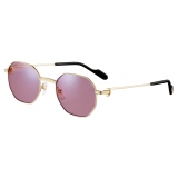 Cartier - Round - Gold Burgundy Blue Light Reduction and Photochromic Lenses - Première de Cartier Collection