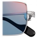 Cartier - Rettangolare - Platino Lenti Azzurro Effetto Specchio Dorato - Première de Cartier Collection - Occhiali da Sole