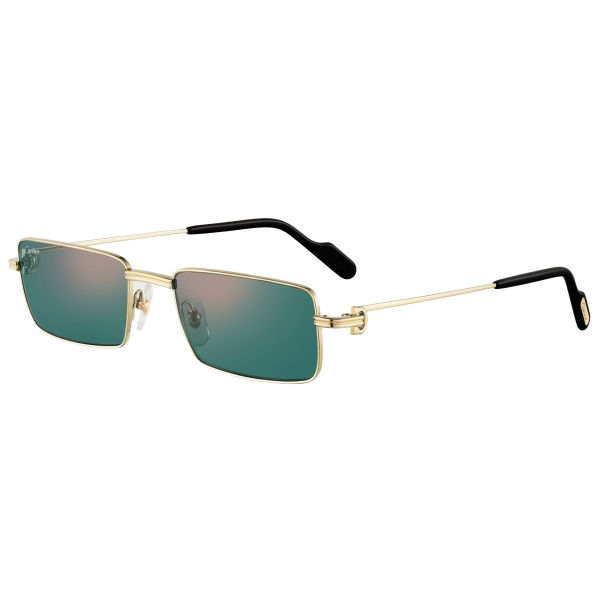 Cartier - Rectangular - Gold Green Lenses with Golden Mirror Effect - Première de Cartier Collection - Sunglasses