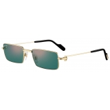 Cartier - Rectangular - Gold Green Lenses with Golden Mirror Effect - Première de Cartier Collection - Sunglasses