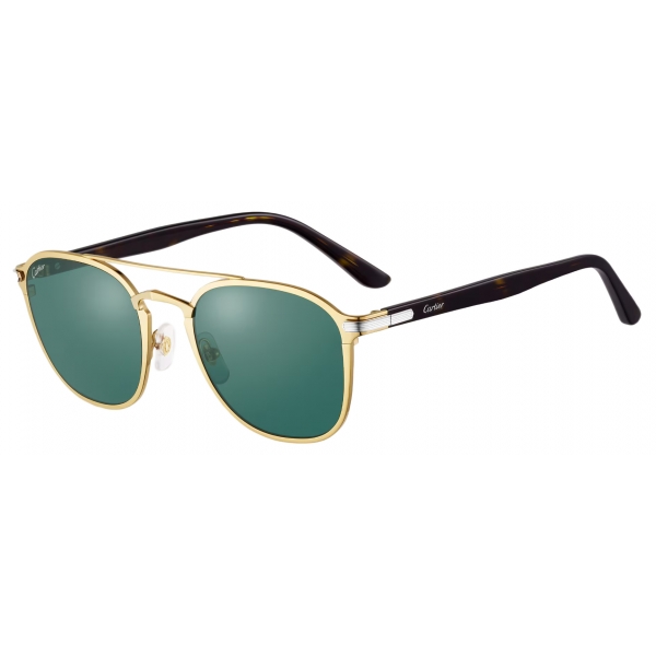 Cartier - Round - Gold Platinum Green Gradient Lenses - Signature C de Cartier Collection - Sunglasses - Cartier Eyewear