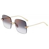 Cartier - Squadrata - Oro Lenti Grigie Sfumate Effetto Specchio Dorato - Trinity Collection - Occhiali da Sole - Cartier Eyewear